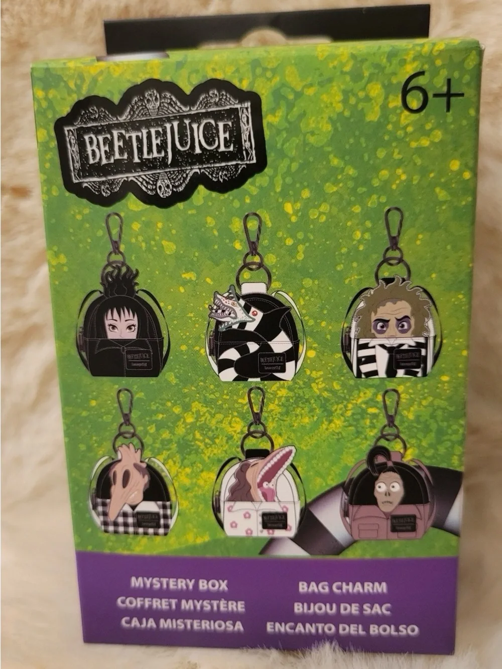 Loungefly Beetlejuice Pink and Black Mini Backpack Charm - Picture 2 of 4